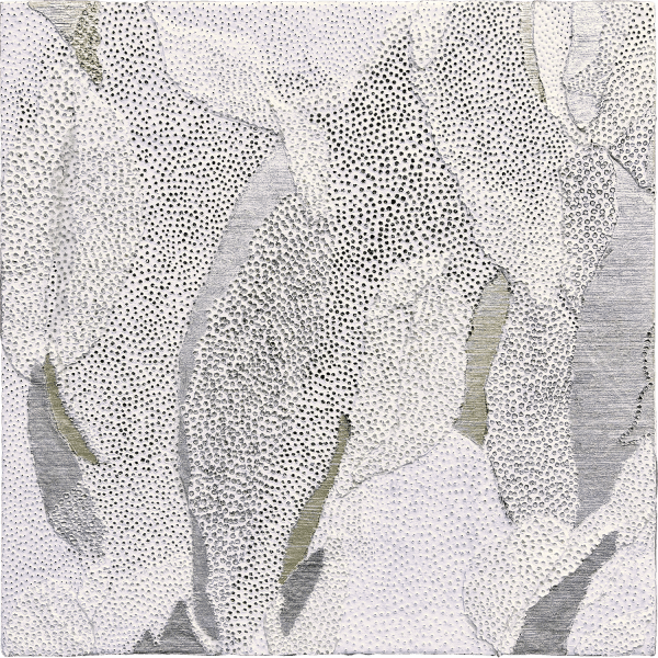 Melinda Schawel Wherever You Go, There You Are, 2024 pen & paper collage on linen 35.5 x 35.5 cm