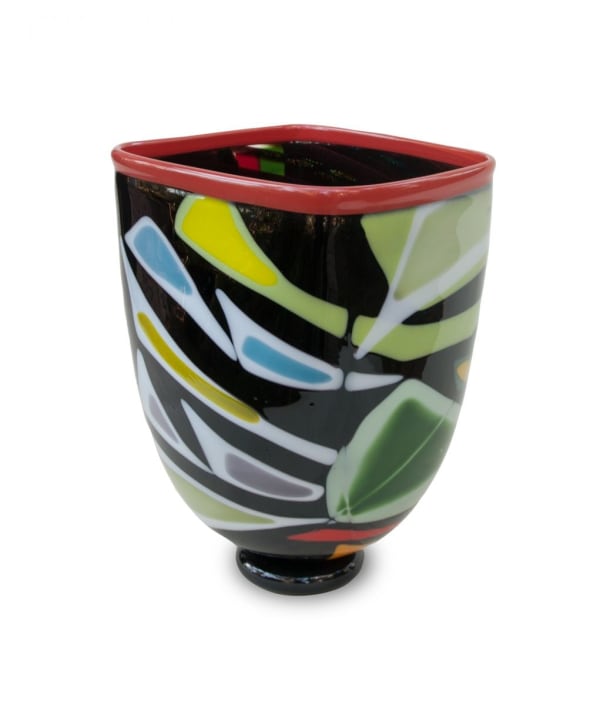 Deborah Halpern, Black Square Vessel, Red Lip, 2014