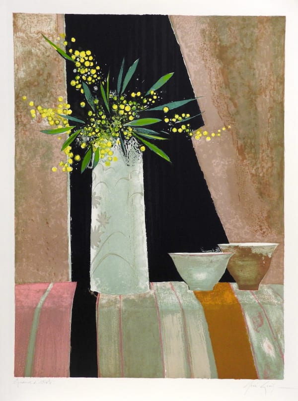 René GENIS (French, 1922 - 2004), Mimosas et deux bols, 1984