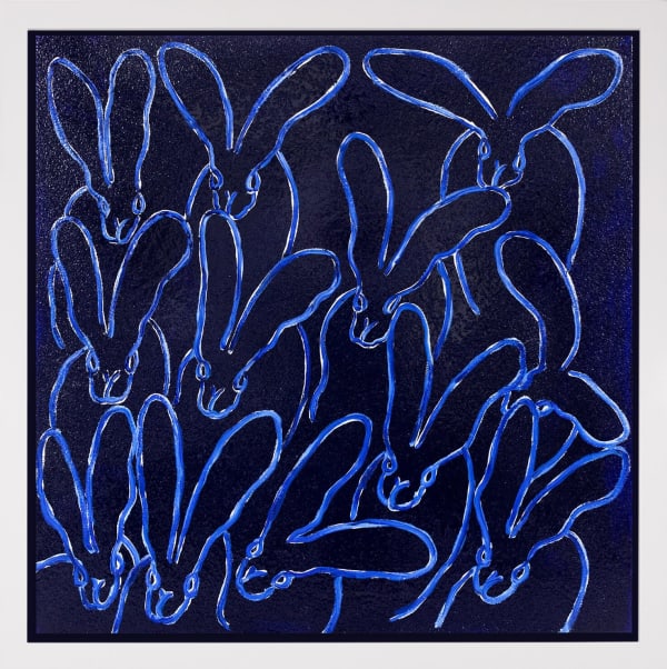 Hunt Slonem, 'Rhapsody in Blue' Unique Painting with Diamond Dust , 2022