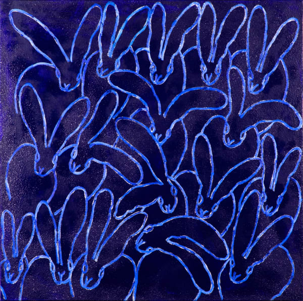 Hunt Slonem, 'Blue Lagoon' Unique Painting with Diamond Dust, 2023