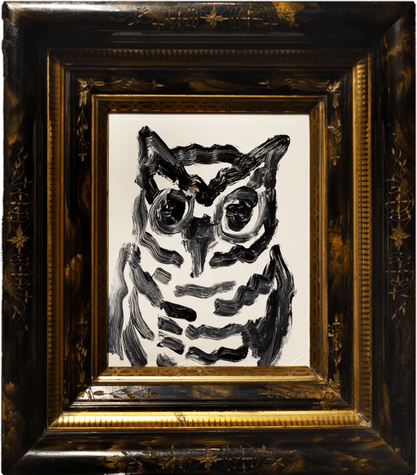Hunt Slonem, 'Owl White Seen' Unique Painting, 2024