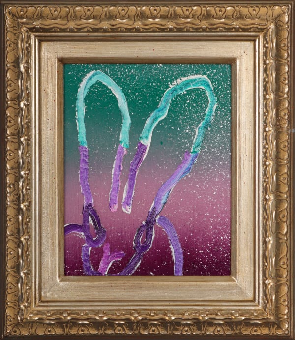 Hunt Slonem, 'Teal/Purple Bunny' with Diamond Dust, Unique Work, 2023