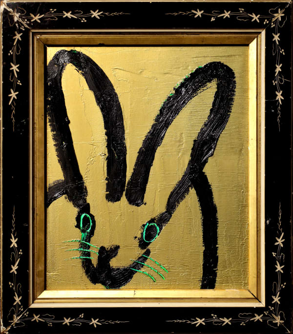 Hunt Slonem, 'Green Eyes' Unique Oil Painting, 2023