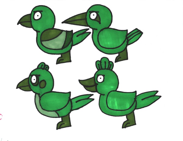 Noel Herrera, Untitled (Four Green Birds) , n.d.