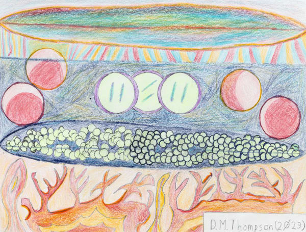 Dave Thompson, 7 Color Series: Meatball Soup with Eggplant & Peas, 2023