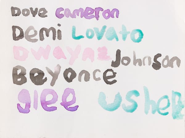 Lucy Walsh, Untitled ( Dove Cameron, Demi Lovato, Dwayne Johnson, Beyonce, Glee, Usher) , 2022