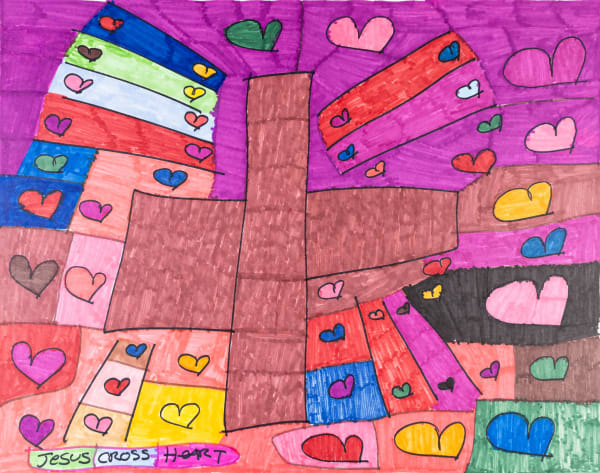 Maria Vanik, Rainbow Jesus Cross Heart, 2021