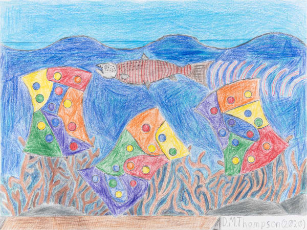 Dave Thompson, Coral Reef, Kitchen Sponges, & Salmon, 2020