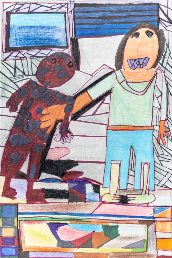 Rebecca Kubica, Katherine Helping Becky Out My Bed, 2018