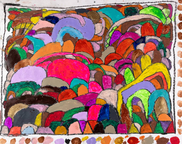 Marcus Imani Kennedy, Square Box without Line Shapes Rainbow Stripes and Dots-and Circles, 2022