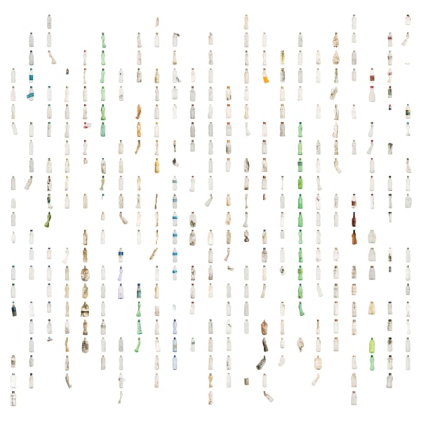 Becky Wilkes, Streams of Consciousness, (362 plastic bottles), 2019