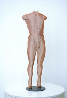 David Begbie Ikonis (Male), 2011 Steelmesh figure of a male front sculpture, copper colour finish 50.5 x 16 x 12.5 cm 19.88 x 6.3 x 4.92 in