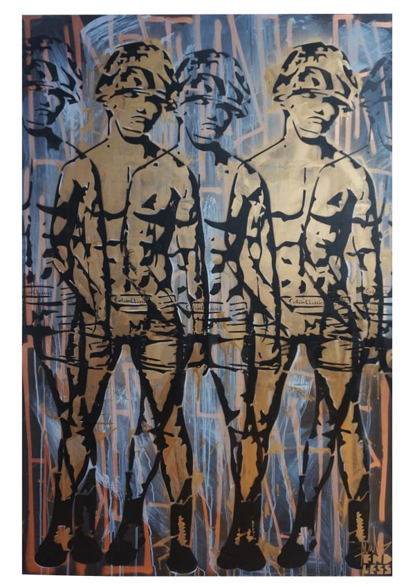 Endless Crotch Grab Gold, 2019 Acrylic and spray paint on canvas 150 x 100 cm 59.06 x 39.37 in