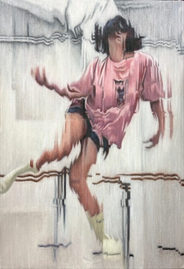 Jens Hesse Modern dance, motion study from Marie-Louise Hertog No1, 2025 Oil & gesso on corduroy 95 x 65 cm 37.4 x 25.59 in