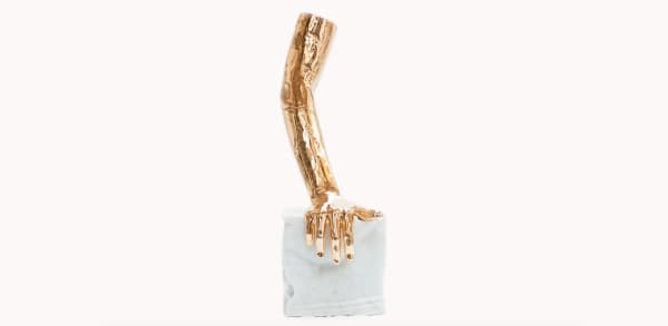 Michelangelo Galliani RIGHT HAND, 2019 Ceramic and Carrara white marble. 20 x 20 x 60 cm 7.9 x 7.9 x 23.6 in