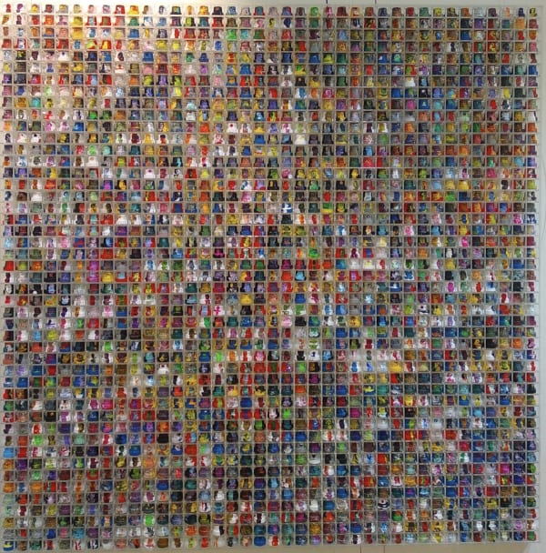 Omar Hassan CAP 1739 (former 3478), 2016 Spray can caps in plexiglas case 100 x 100 x 3 cm 39.37 x 39.37 x 1.18 in