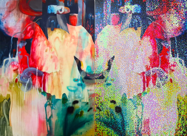 Mirror waves, BLO, KAN, JAW, Street art, color, colorful, joyful, acrylic painting, street art, abstract painting, contemporary pop art, Art Thema Heyi Gallery, Brussels
