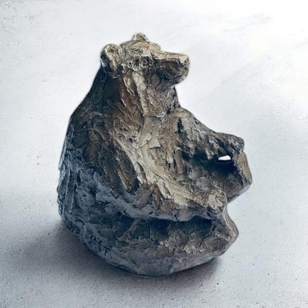 L’ours qui jouait avec ses pieds, sculpture animalière contemporaine par Bast, ours en bronze dans une posture ludique, œuvre expressive de collection à la surface texturée
