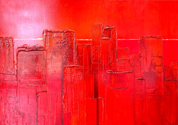 Eric Pasture, latitude, abstracte schilderkunst, schilderkunst, hedendaagse schilderkunst, abstracte kunst, rode schilderkunst, rood, materiële schilderkunst, materiële abstract, minimalisme, minimalisme schilderkunst, interieurontwerp, kunstdecoratie, salondecoratie, wanddecoratie, art thema heyi, belgische kunst galerij