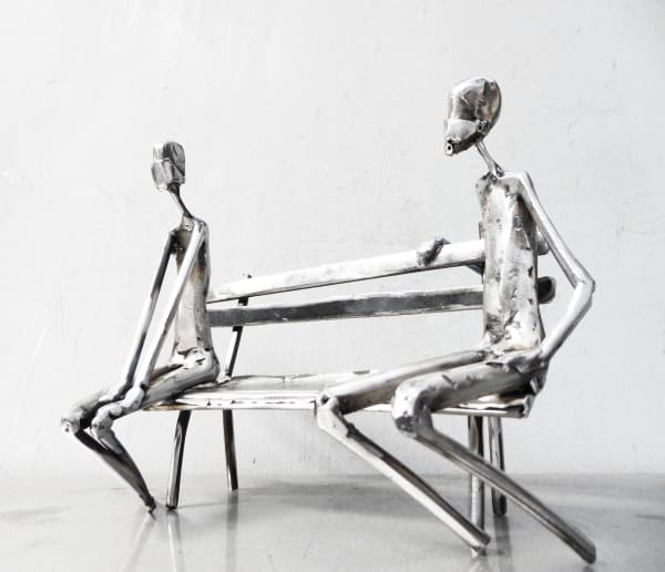 steel sculpture, caroline brisset, contemporary art, distant, art thema, heyi, covid-19