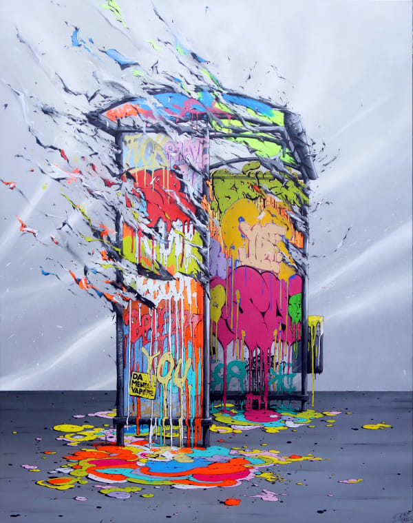 art thema, brusk, dmv, da mental vaporz, artist, street art, urban art, street artist, urban art artist, bus stop, trendy decor, interior decoration, street art decor, street art inspiration, investment, listed artist, safe investment, collection, collectible work, art financing, art leasing