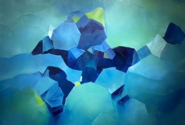 anne, marquet, art thema, art, thema, artthema, carry, carry-le-rouet, art carry, peinture, abstrait, bleu, vert,