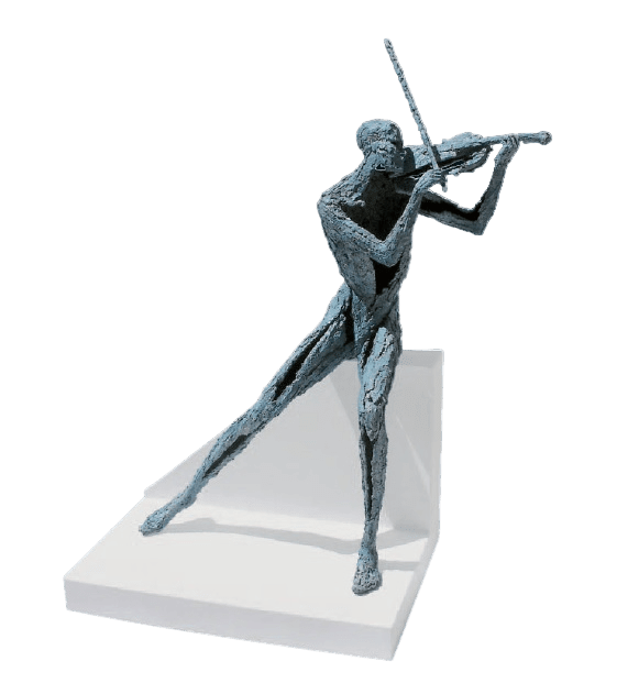 art thema, artthema, art, thema, van den abeele, violoniste assis, bronze, sculpture, galerie d'art, galerie d'art belge, galerie d'art bruxelloise