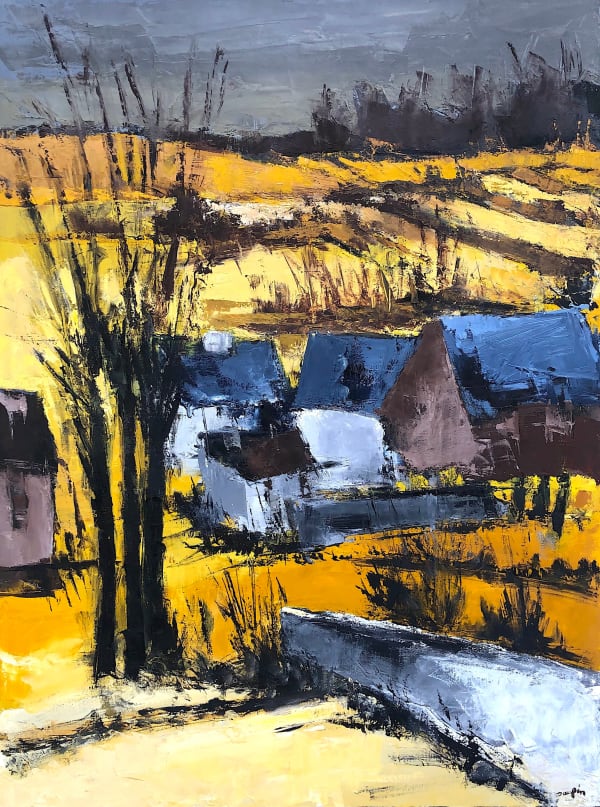 jacques, daufin, expressionnist, painting, oil, canvas, colors, red, orange, stairs, landscape, french, art thema, heyi, gallery