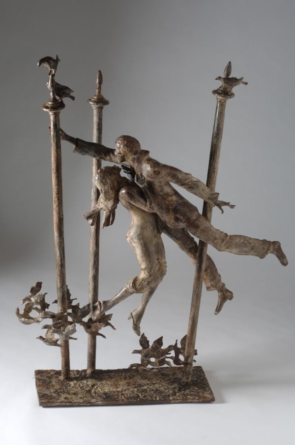 leur large, rené julien, sculpture, bronze, art thema, heyi gallery, birds, flying, love, passion, couple, romance