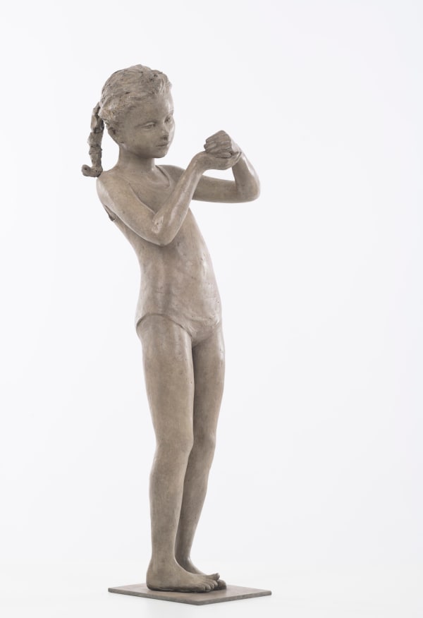 girl, sculpture, bronze, cute, sweet, poetic, little girl, garden, decoration, figurative art, portrait, cols, art thema, fine art fair