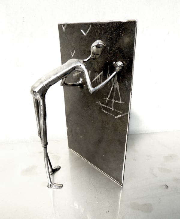 steel sculpture, caroline brisset, contemporary art, drawing an escape, art thema, heyi, covid-19