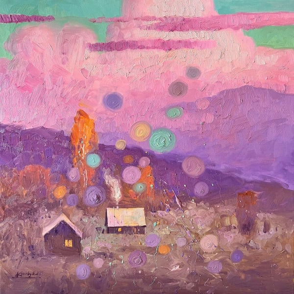 Andrii Kovalyk, Pink evening in the Carpathian mountains in Ukraine, 2023