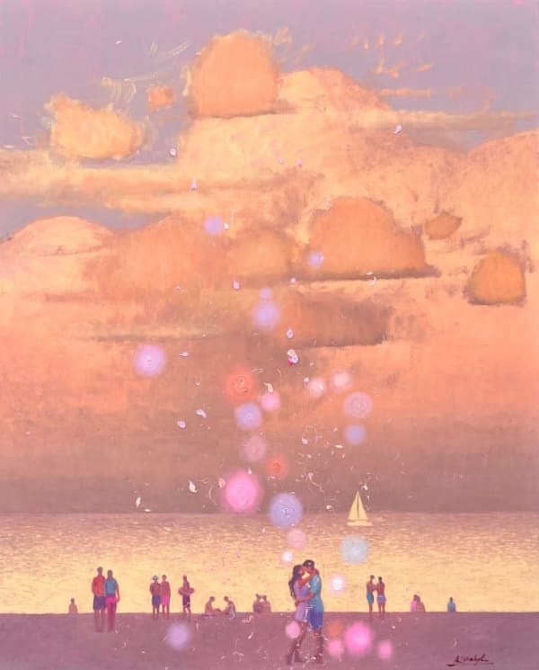 Andrii Kovalyk, Golden Peach Romantic Evening by the Sea, 2024