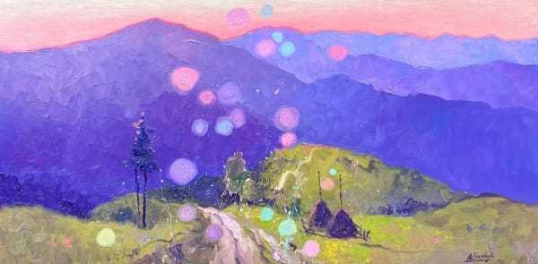 Andrii Kovalyk, A quiet pink evening in the Carpathians, 2023