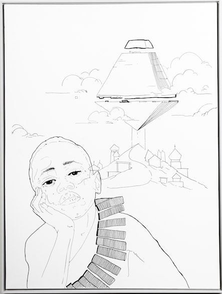 Tejumola Adenuga, The Boy and His Cityscape, 2024