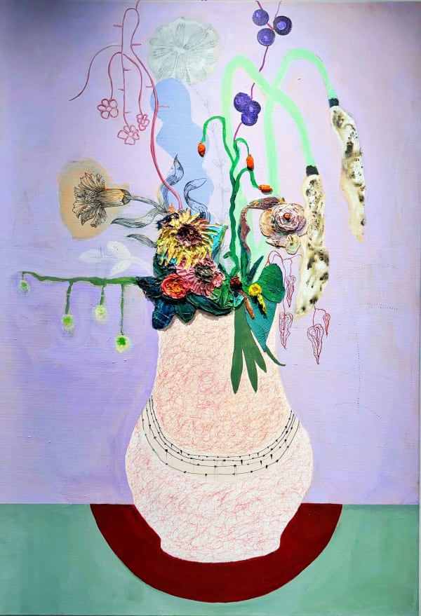 bloemen in vaas schilderij alida everts bloem schilderij nederlandse kunstenaar interieur Art Yi-galerij Kunstgalerij Brussel bloeiende vaas