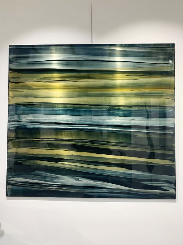 alluminescence Frédéric Halbreich blue black abstract oil lacquer painting on metal aluminum