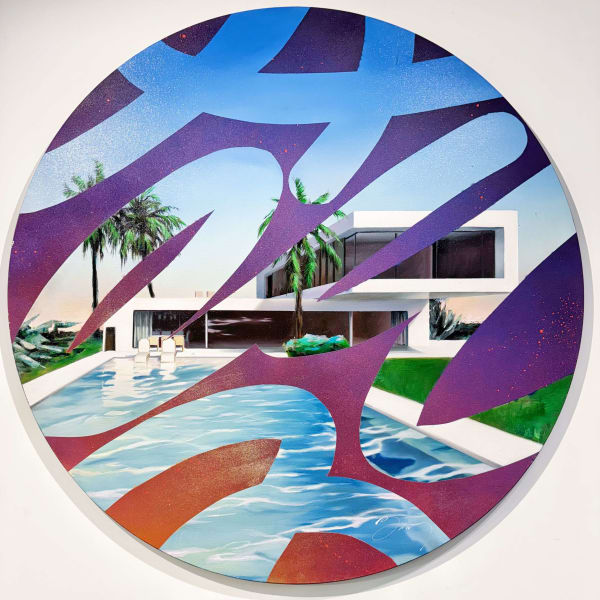 Damien Bassez, Architecte et piscine sur tondo / Architect and swimming pool on tondo, 2022