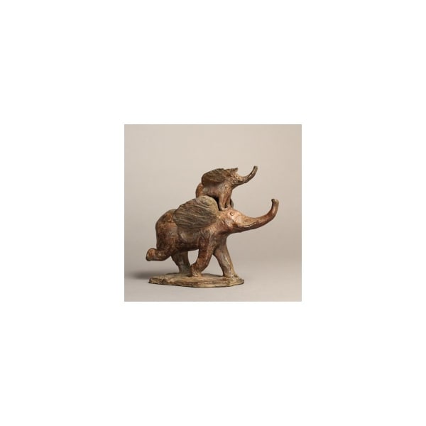 envol courir là course rapide éléphant mignon charmant heureux contemporain bronze animal sculpture amoureux jardin design d'intérieur sophie verger