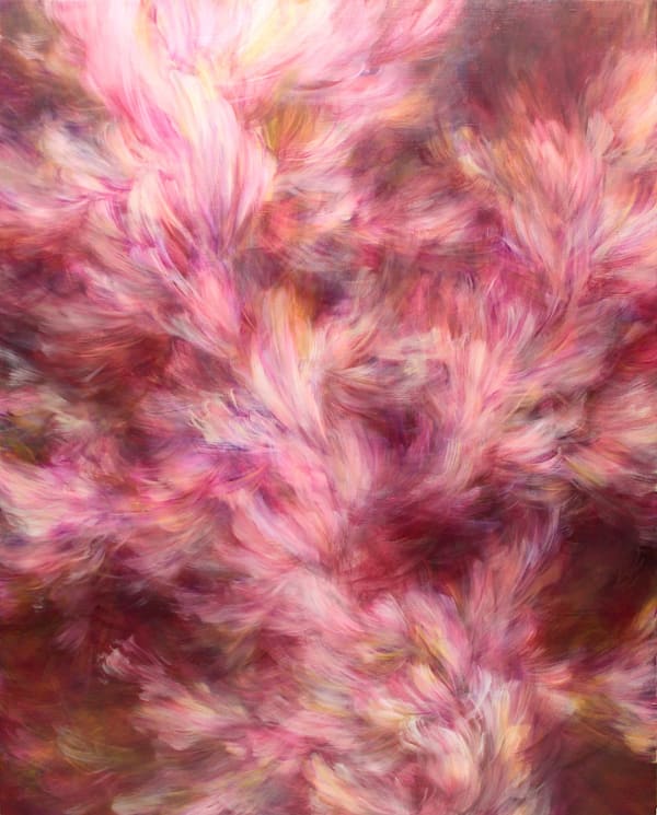 Nagare Walzer der Blumenmalerei Noriku Kura Fuji rosa Frühlingsblume japanische Malerei Japan zeitgenössische Malerei Ölgemälde Art Yi-Galerie Brüsseler Kunstgalerie