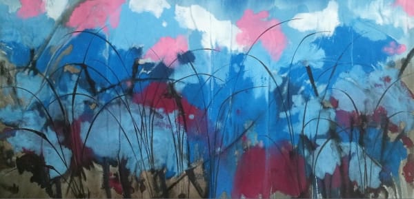 early autumn, zhang jinxian, abstract painting, flower painting, chinese painting, contemporary painting, ink painting, ink art, asian art, asian painting, abstract art, blue painting, zen painting, interior design, home decor, home decoration, salon decoration, design decoration, art thema heyi, belgian art gallery, brussels art gallery