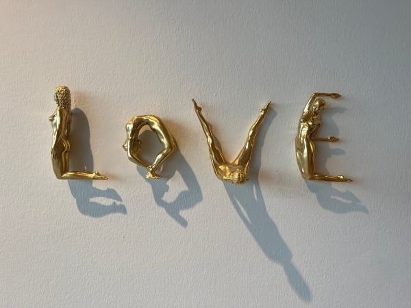 LOVE letter sculpture of Marc de Corte contemporary bronze sculpture personalized phrase poem word sculpture at Art Yi gallery in Brussels
