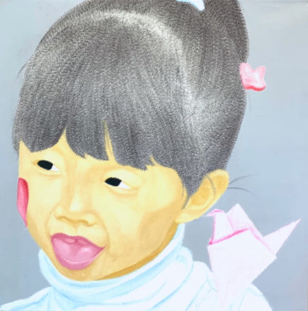 Han Feng chinese girl oil painting cute asian girl painting art interior design at hotel Barsey by Warwick Art Yi gallery Brussels art gallery