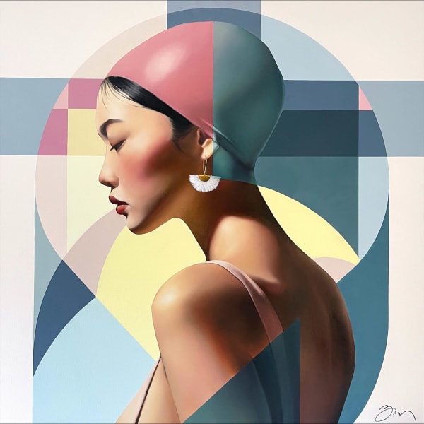 Damien Bassez, Baigneuse à la vague bleue / Bather with the blue wave, 2024