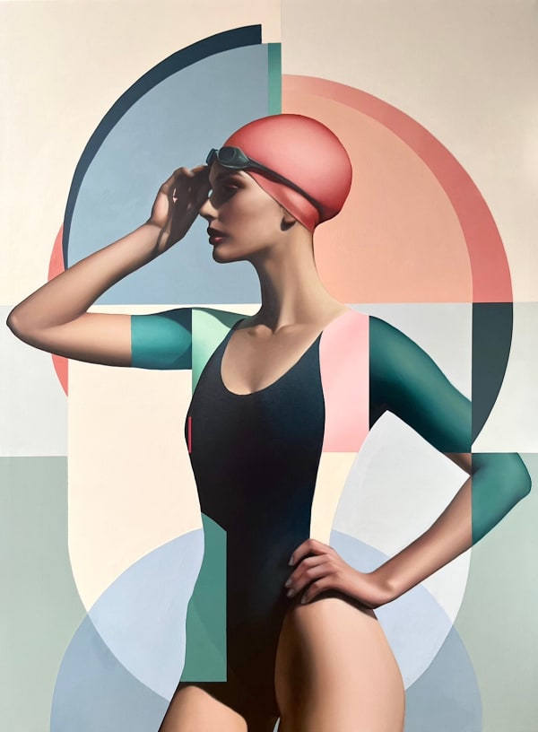 Damien Bassez, Baigneuse noire et rose / Black and pink bather , 2024