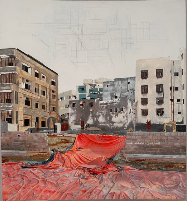 Hayfa Algwaiz Five Stars, 2025 Acrylic paint, pencil and gesso on canvas 92 x 82 cm