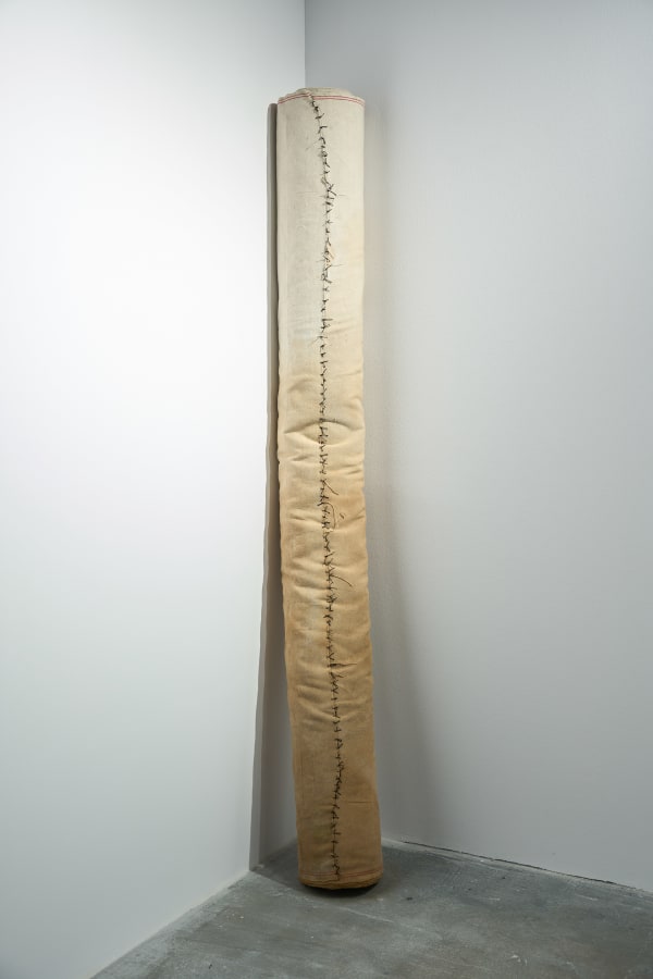 Sara Abdu I HELD YOU NOT TO KEEP YOU, 2025 Fabric roll dyed in Hennah 60 cmx 2 meter