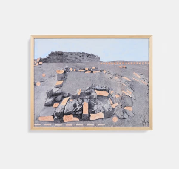 Daniah Alsaleh Tayma 2, 2025 Watercolour, Carnelian powder, transfer 56 x 76 cm