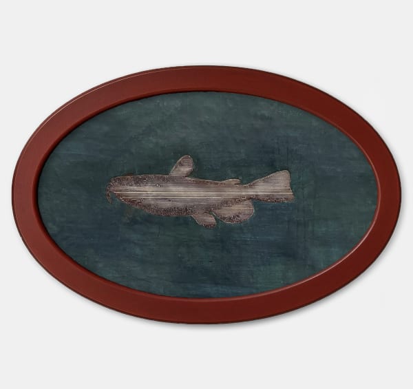 Basmah Felemban Figure 3. An early ancestor of the catfish, 2025 Gouache on Hemp paper 17 x 28 cm